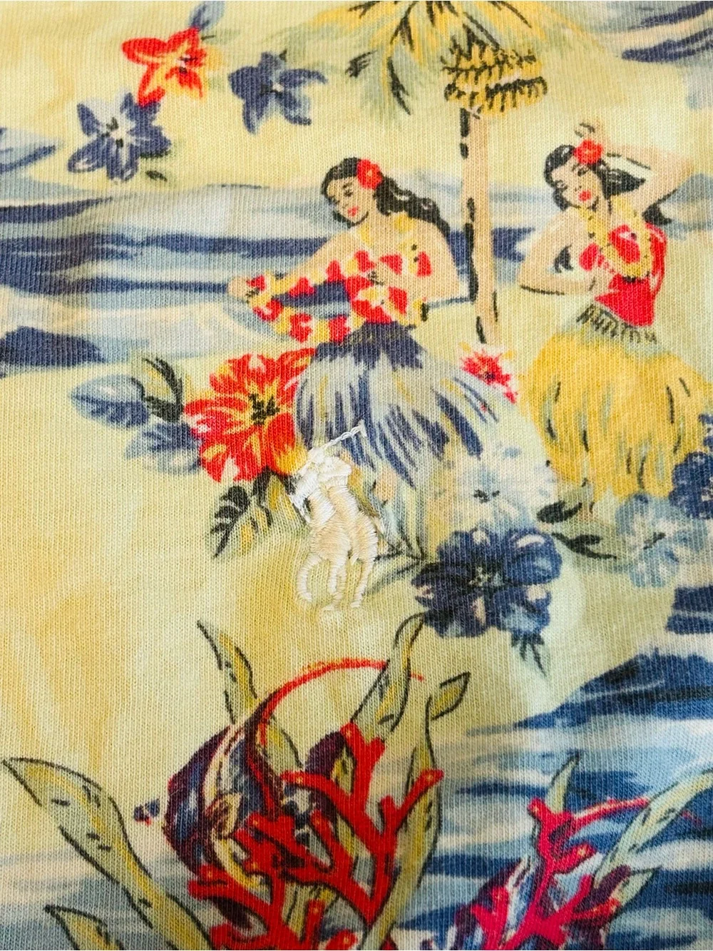 Polo Ralph Lauren T-Shirt Men's Multicolor Hawaiian Print Pullover Casual - Picture 4 of 8